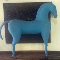 a big blue horse on display at safari park hotel nairobi kenya by rob rooker aka gigglingbob