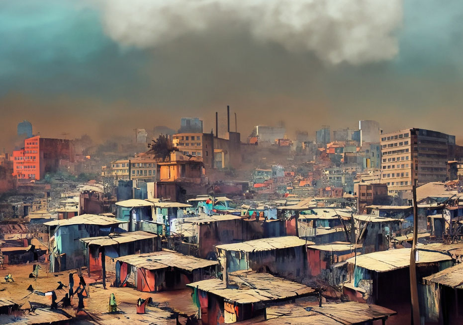 AI rendition of a nairobi slum. Spot on.