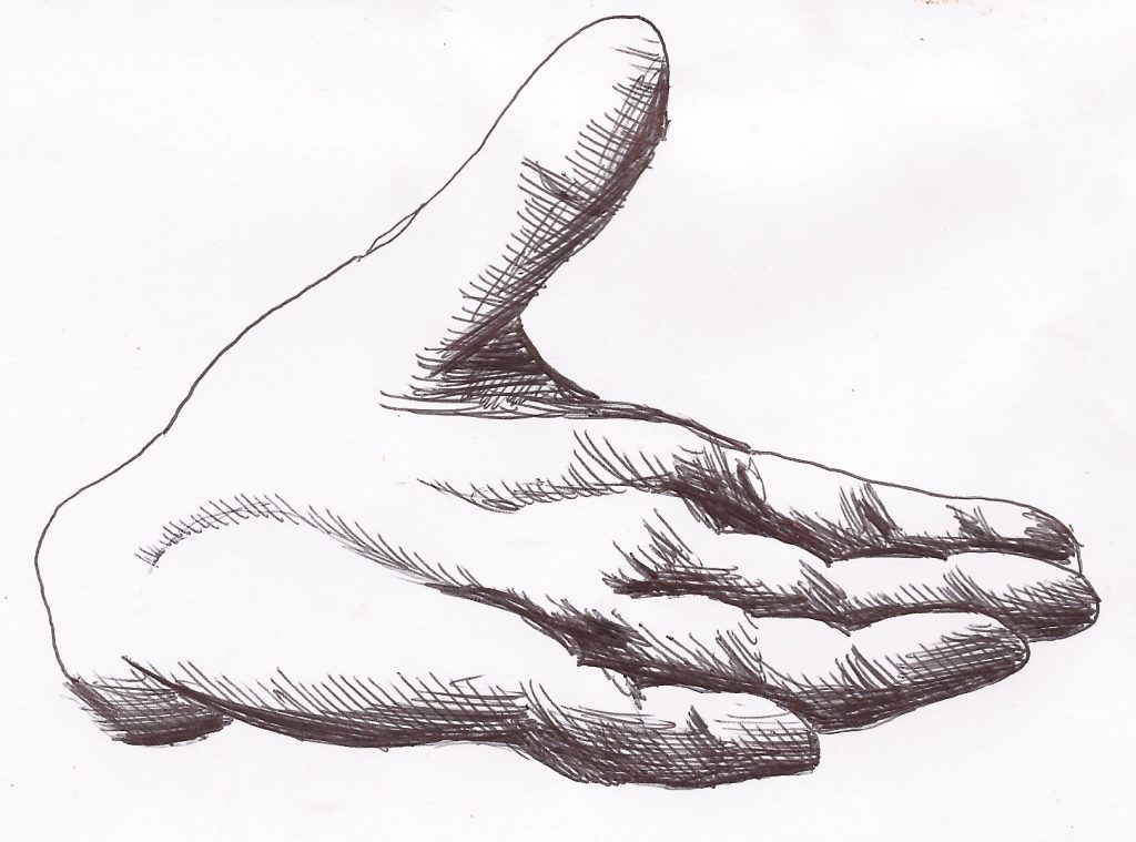 hand, pointing, line, drawing, pen, ink, finger
